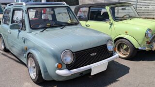 【日産パオ キャンバストップ張替え】ジャーマンブラウン生地で美しく再生|ステイ取付も対応